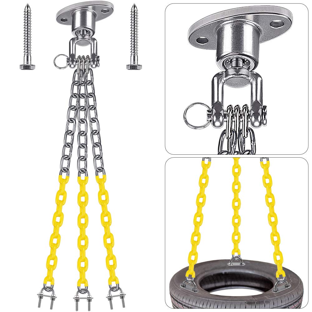 Benelabel Tire Swing Kit - Heavy Duty Swing Hanger With Coated Chains And Hooks - 360 Rotation - 700 Lb Capacity