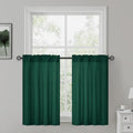 HOMEIDEAS Christmas Non-See-Through Hunter Green Privacy Sheer Curtains, 30 X 36 Inches Long 2 Panels Sheer Curtains Light Filte