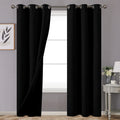 Youngstex 100% Blackout Curtains 84 Inches Length For Bedroom With Black Liner, Double Layer Grommet Thermal Insulated Total Lig
