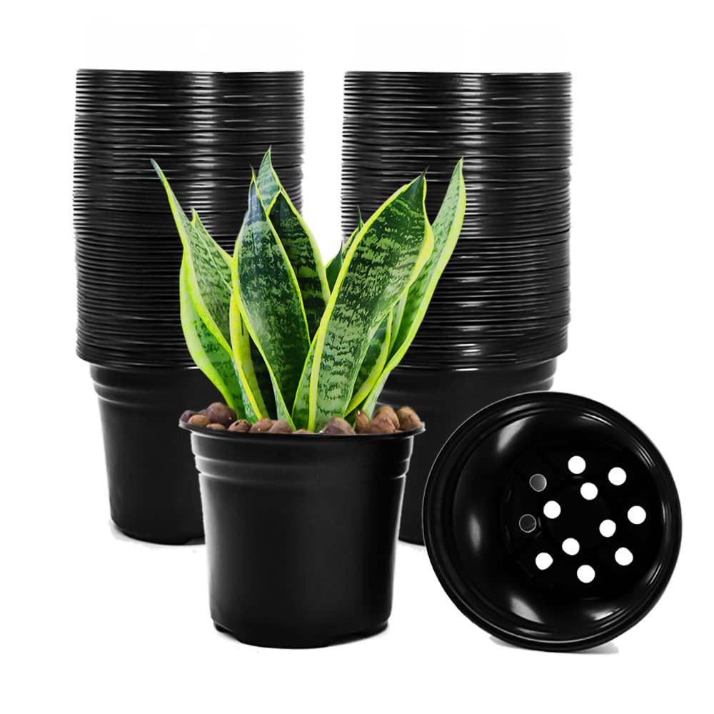 Hectolife 100-Pack 0.5 Gallon Flexible Plant Nursery Pots,Thickened Soft Plastic Seedling Pots,Seed Starting Pot Flower Plant Co
