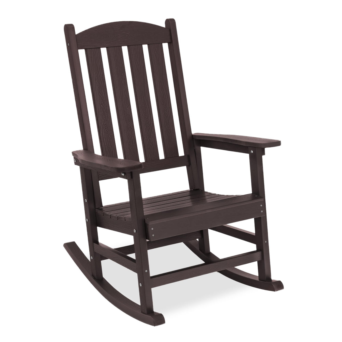 Lue Bona Outdoor Rocking Chair, Hdps Poly Rocking Chair, All Weather Resistant Plastic Outdoor Indoor Porch Rocker, Heavy Duty Rocking Chair For Patio, Lawn, Garden, 300Lbs, Espresso