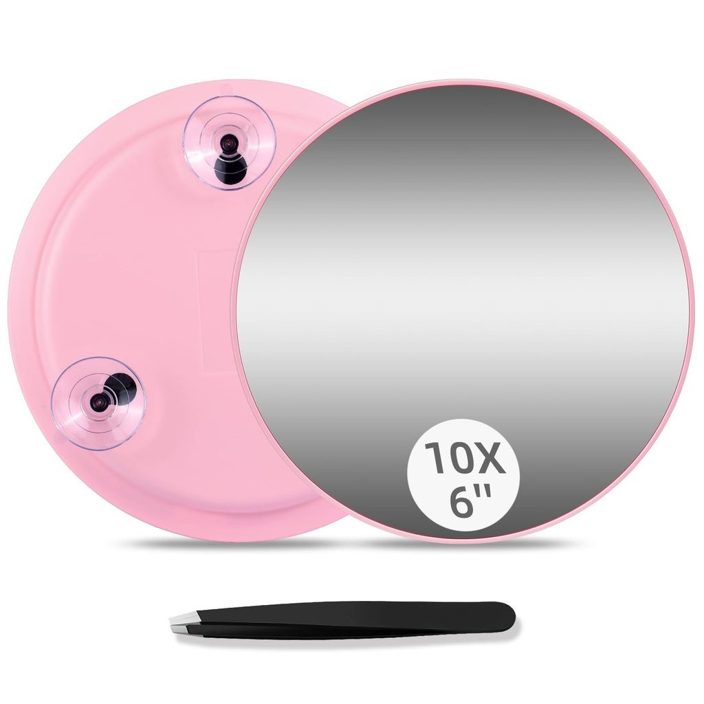10X Magnifying Mirror, 10X Travel Magnification Mirror with 3 Suction Cups, 6' Makeup Magnifying Mirror, Portable Handheld Cosm