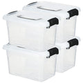 Sadnyy 4 Pack 10QT Clear Storage Bins with Lids, Stackable Organizer Boxes