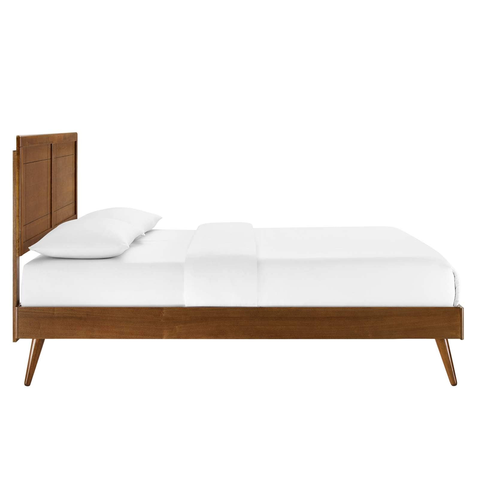 Modway Mod-6628-Wal Marlee Full Wood Platform Bed With Splayed Legs, Walnut