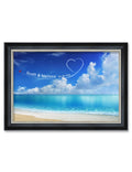 IPIC - Seaside Skywriting Personalized Framed Wall Art with Names and Date on, Giclee Prints Framed with Solid Wood, Custom Memo