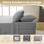 Cozysmile California King Sheet Set - 4 Piece Silky Soft Breathable Bed Sheet & Pillowcase Set, 16'' Deep Pocket Hotel Luxury Wr
