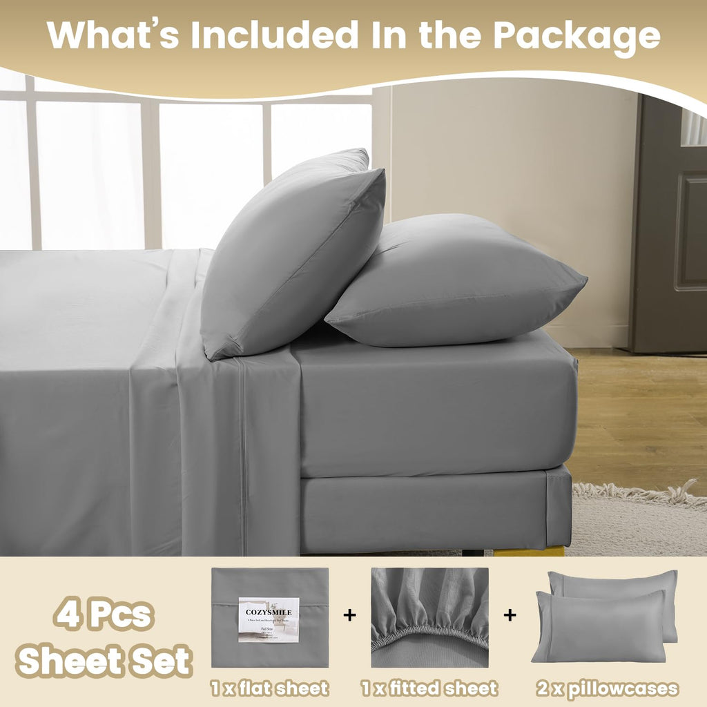 Cozysmile King Sheet Set - 4 Piece Silky Soft Breathable Bed Sheet & Pillowcase Set, 16'' Deep Pocket Hotel Luxury Wrinkle Free
