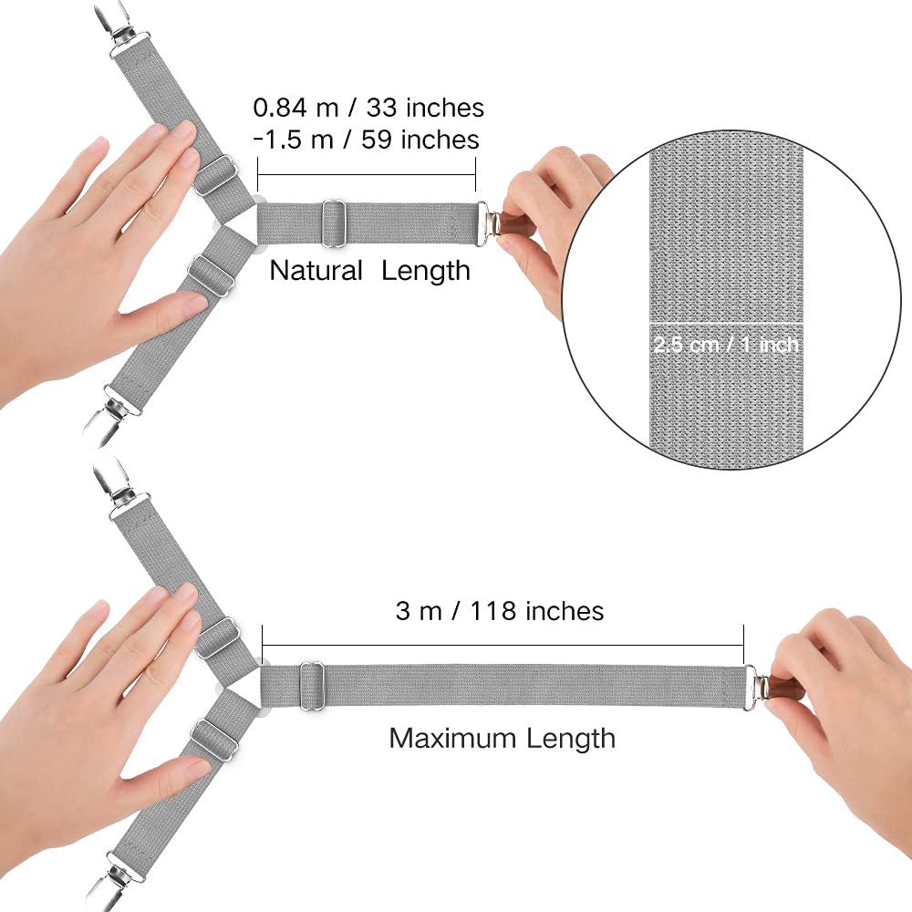 Bed Sheet Fasteners Adjustable Triangle Elastic Suspenders Gripper Holder Straps Clip For Bed Sheets,Mattress Covers, Sofa Cushi