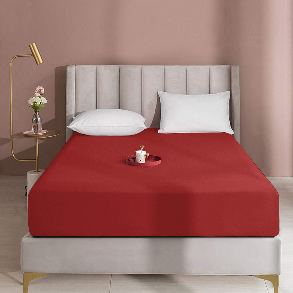 Bedsum Microfiber 15 Inches Deep Pocket Queen Fitted Bed Sheet Only, 1800 Thread Count Luxury Premium Wrinkle Fade Stain Resista