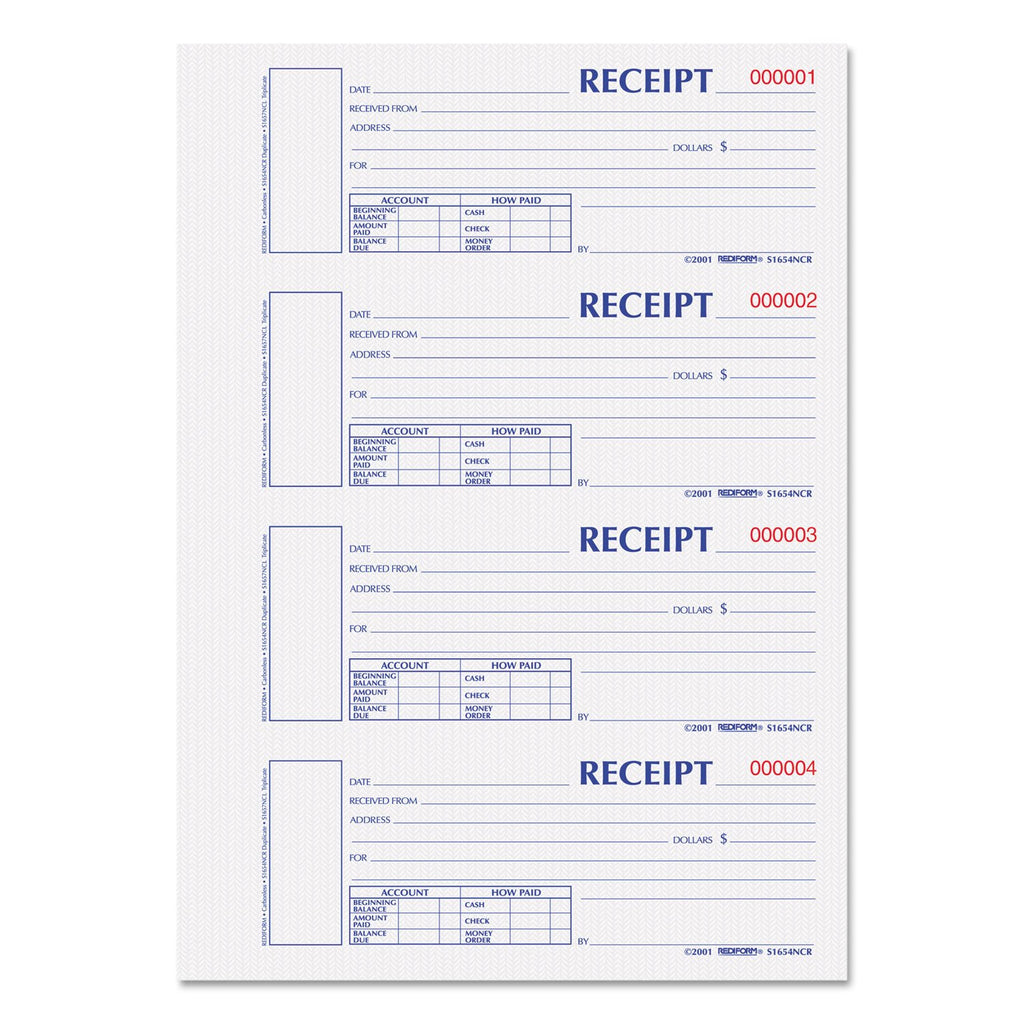 Reds1654Ncr - Rediform Hardcover Numbered Money Receipt Book