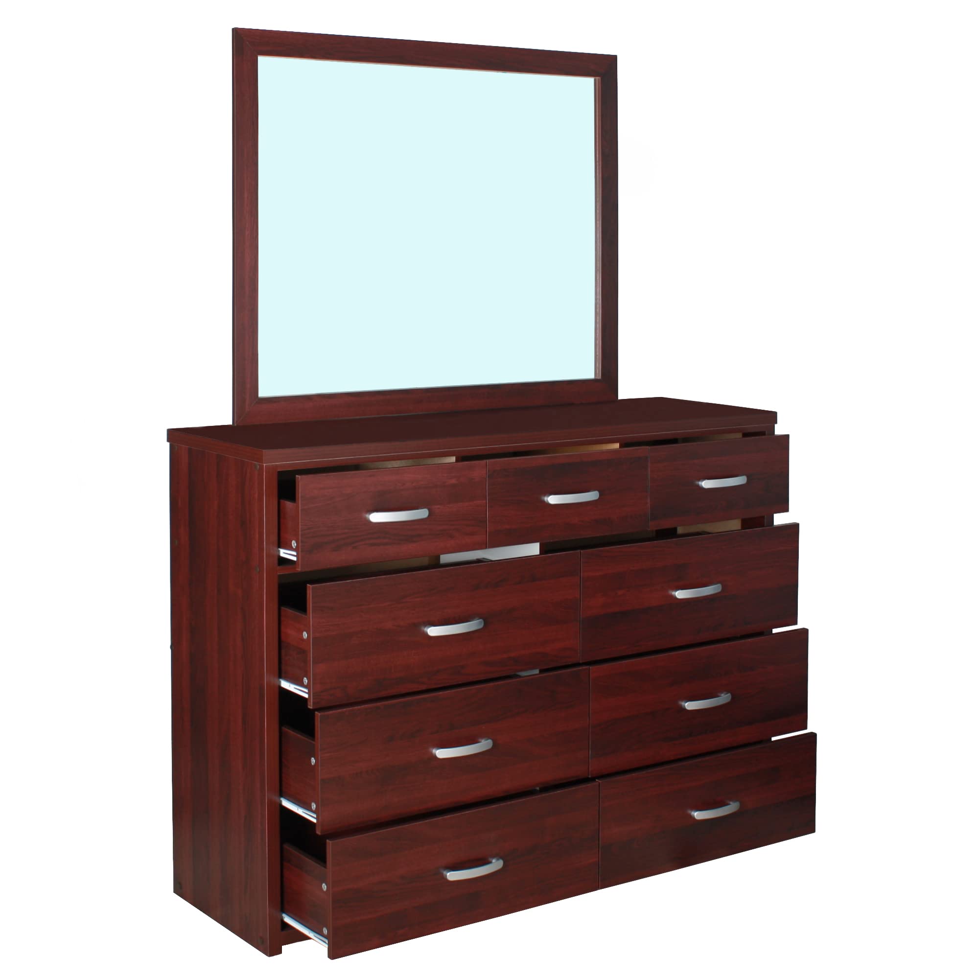 Better Home Products Majestic Super Jumbo 9-Drawer Double Dresser in Mahogany