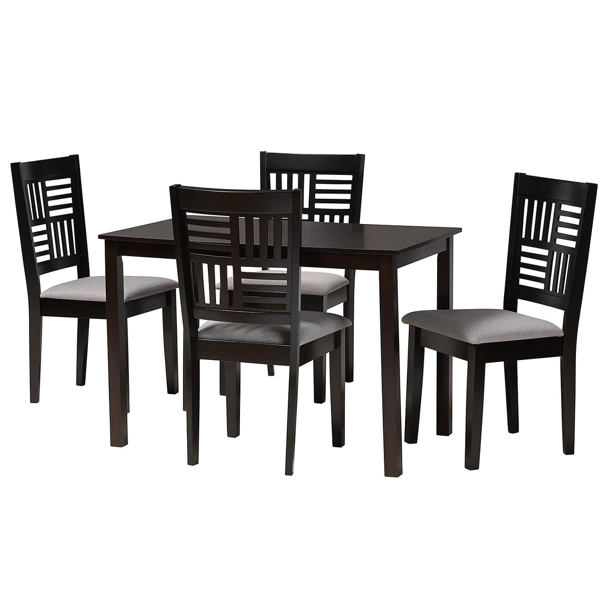 Baxton Studio Deanna 43.31-inch W Dining Set, Grey/Dark Brown, 5-Piece (232-131848026HT)