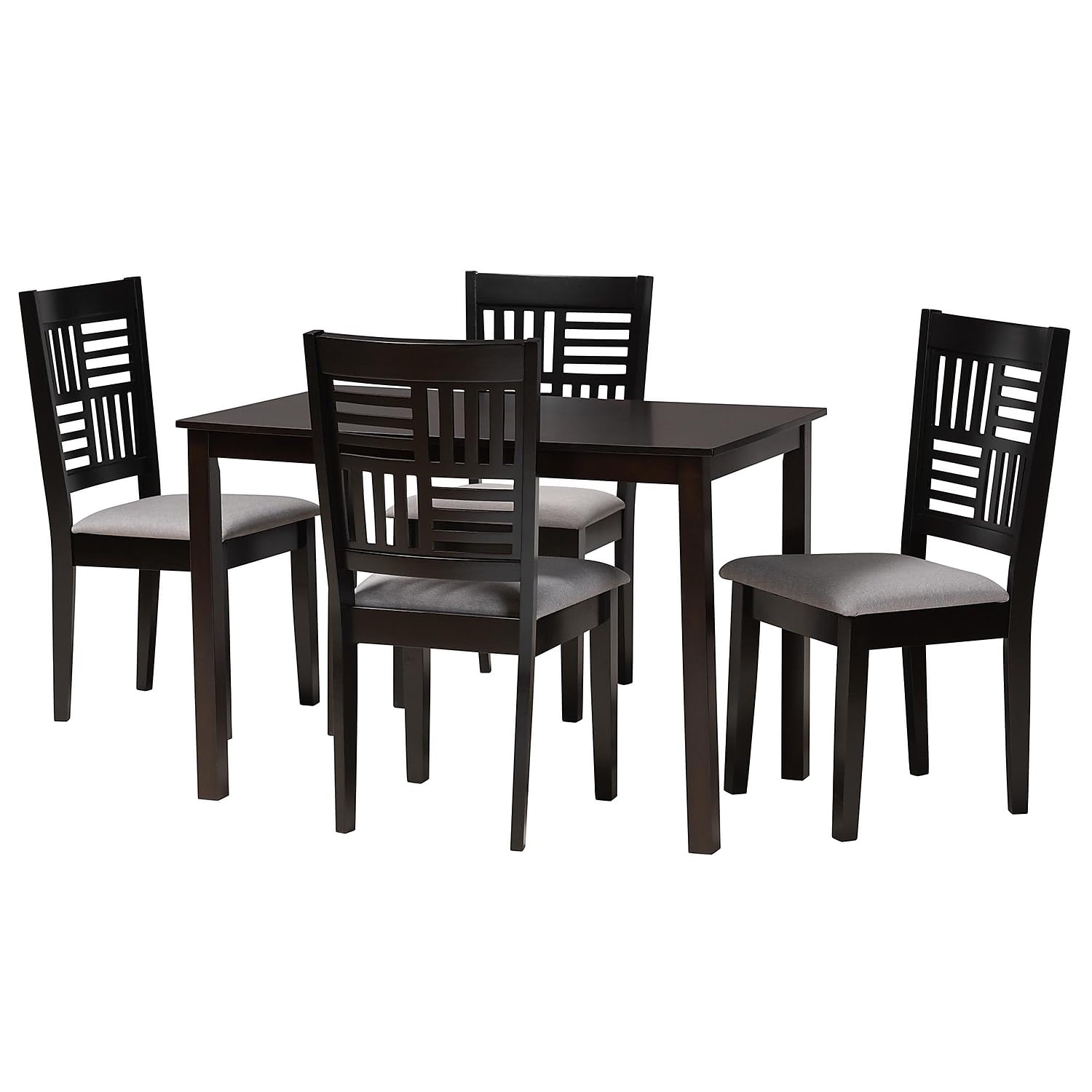 Baxton Studio Deanna 43.31-inch W Dining Set, Grey/Dark Brown, 5-Piece (232-131848026HT)