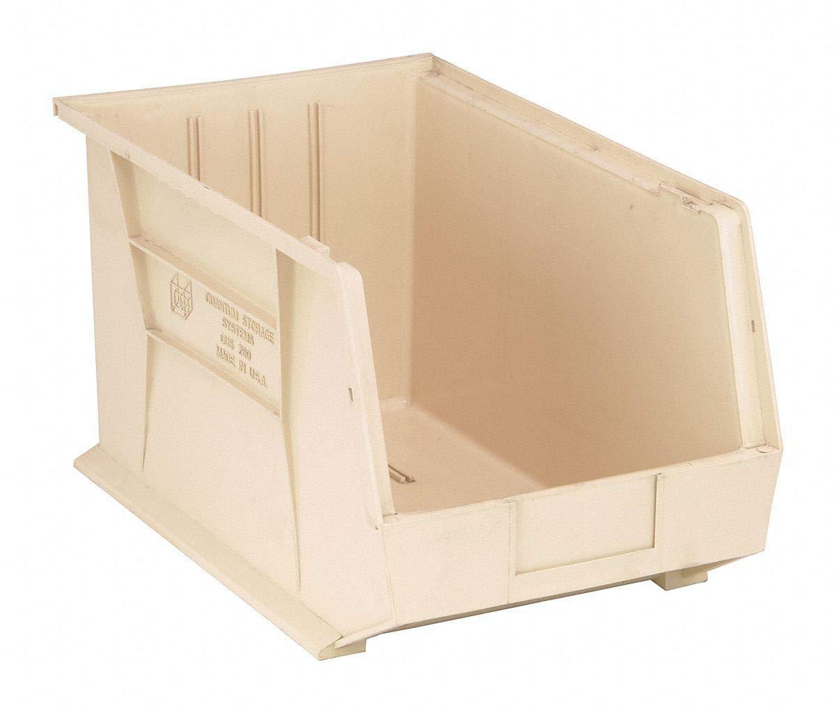 Quantum QUS260IV Ultra Stack and Hang Bin, 18 Length x 11 Width x 10 Height, Ivory, Pack of 4