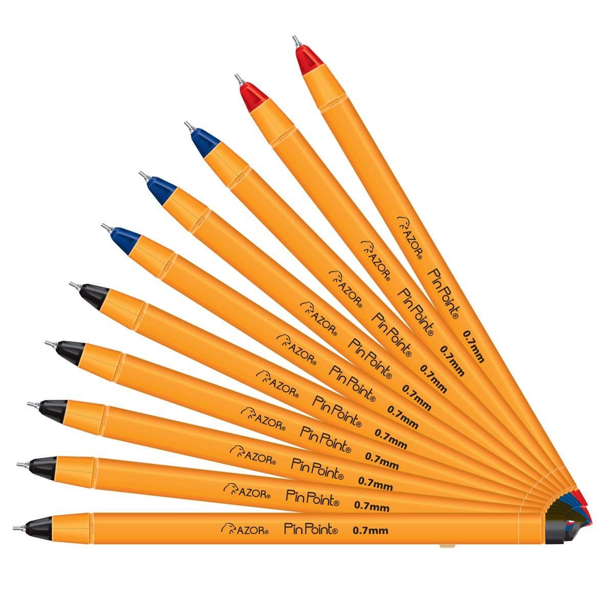 Azor Yellow Pin Point Fine Point Writing Pens 0.7Mm With Hole For Retractable Cord, Chain, Clipboard Or Countertop - Assorted (1