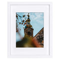 11x14 Real Wood Photo Frame - White Color - Mat for 8x10 Picture Included - Wall Mounting - Portrait/Landscape - Real Glass Pane