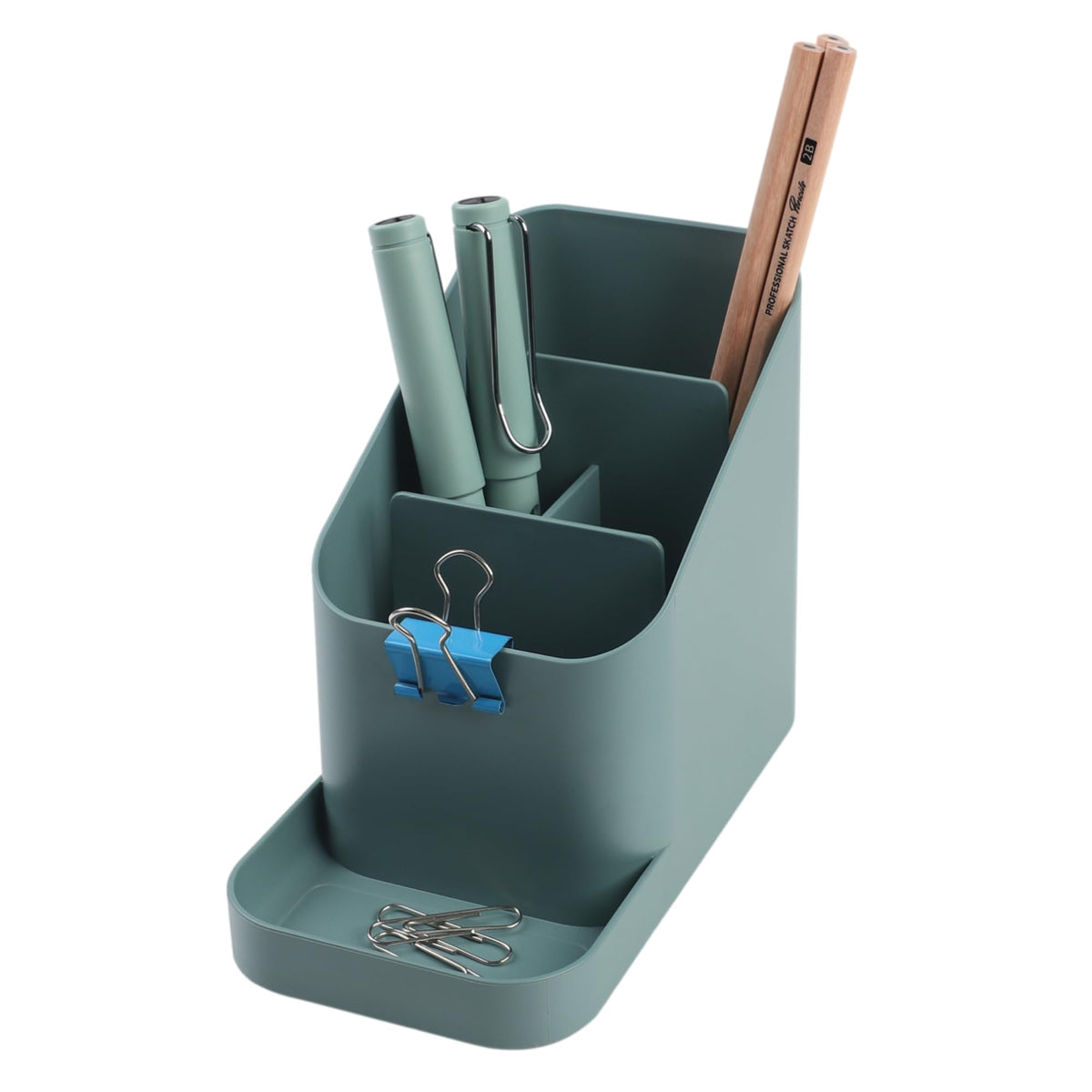 Blue Ginkgo Desk Holder - Korean-Made Office Organizer For Pencils, Pens, Notes, And Desk Supplies (Green)