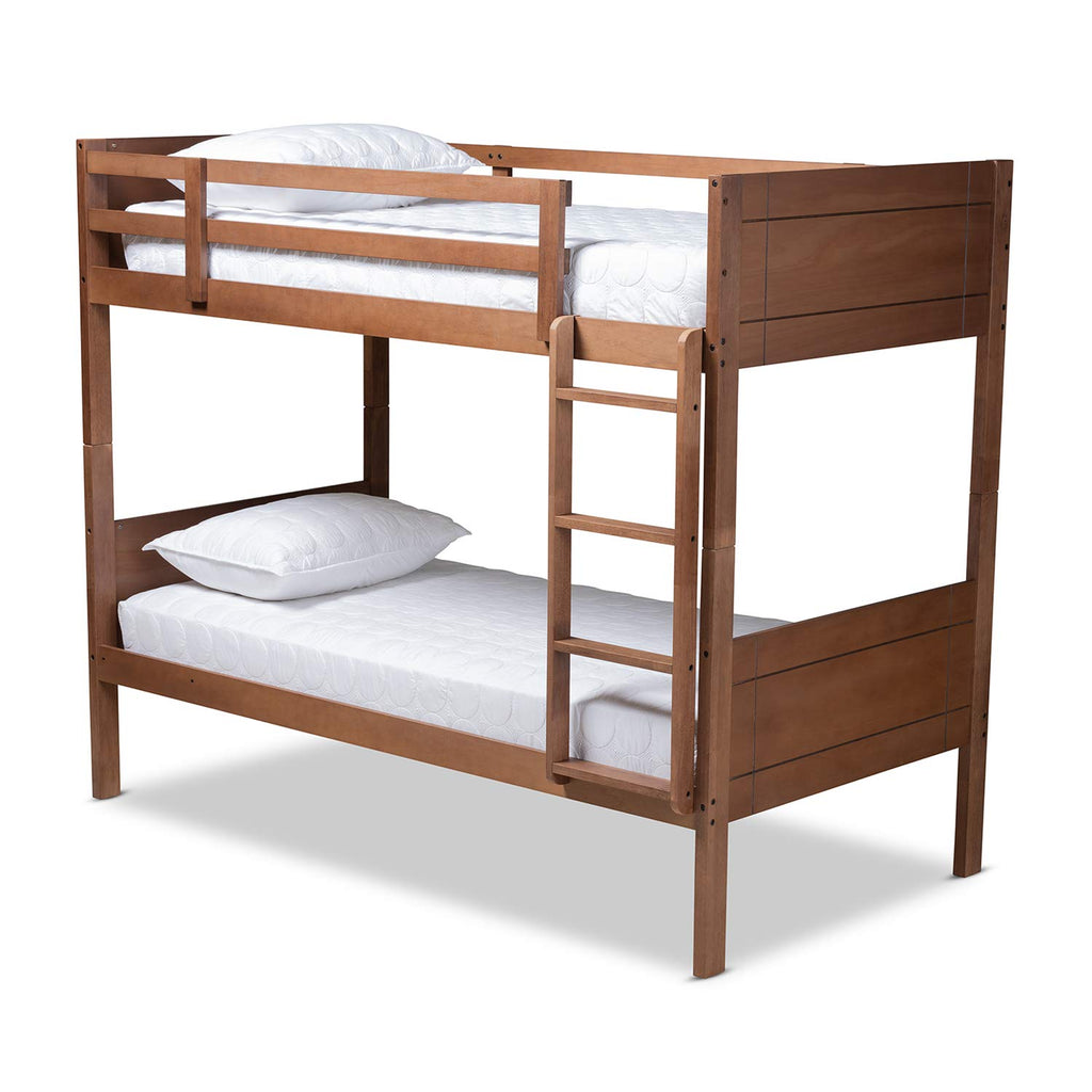 Baxton Studio Elsie Modern and Contemporary Walnut Brown Finished Wood Twin Size Bunk Bed