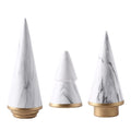 KiaoTime Simple Elegant Ceramic White Gold Christmas Tree Tabletop Counter Centerpiece Mantel Shelf Home Decor Accents Xmas Chri