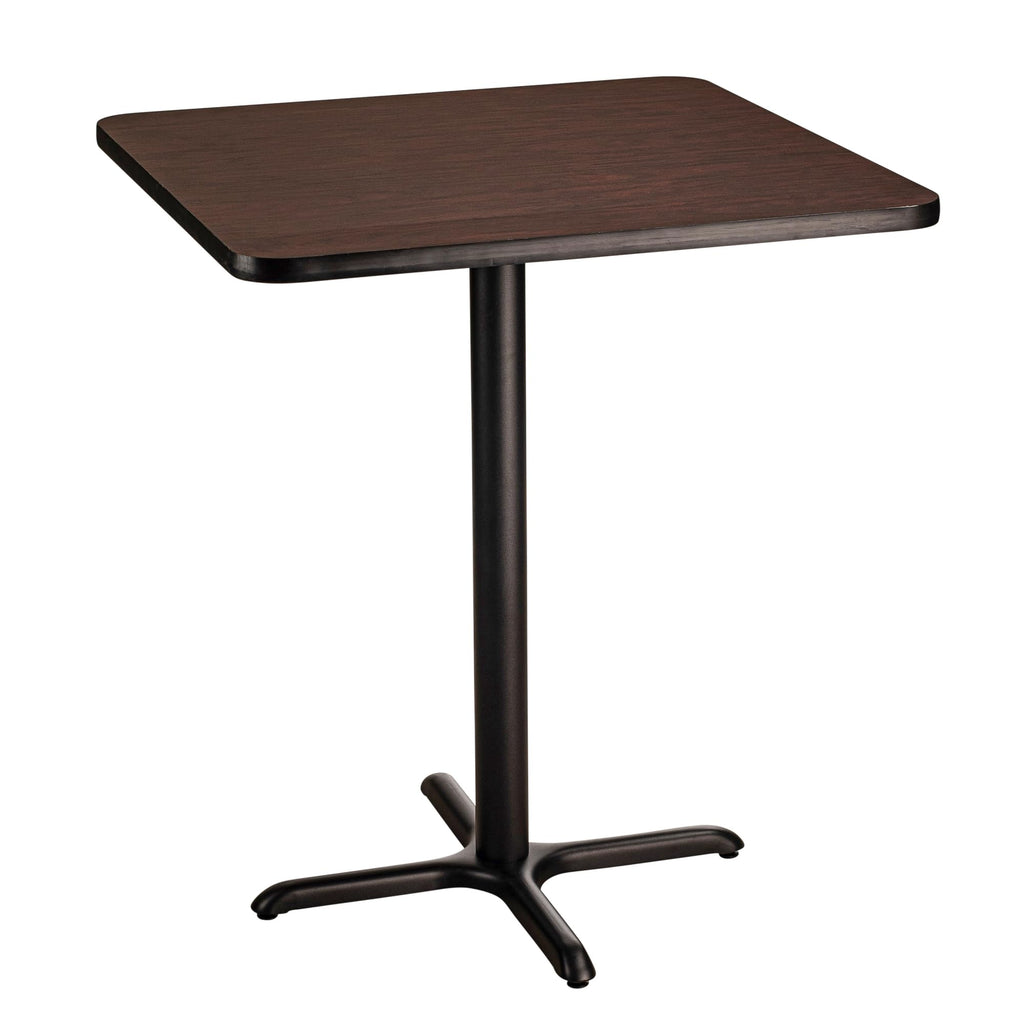 National Public Seating Nps 36&Quot; Square Cafe Table With X Base, 30&Quot; Height, Particleboard Core/T-Mold, Mahogany Top, Black Frame