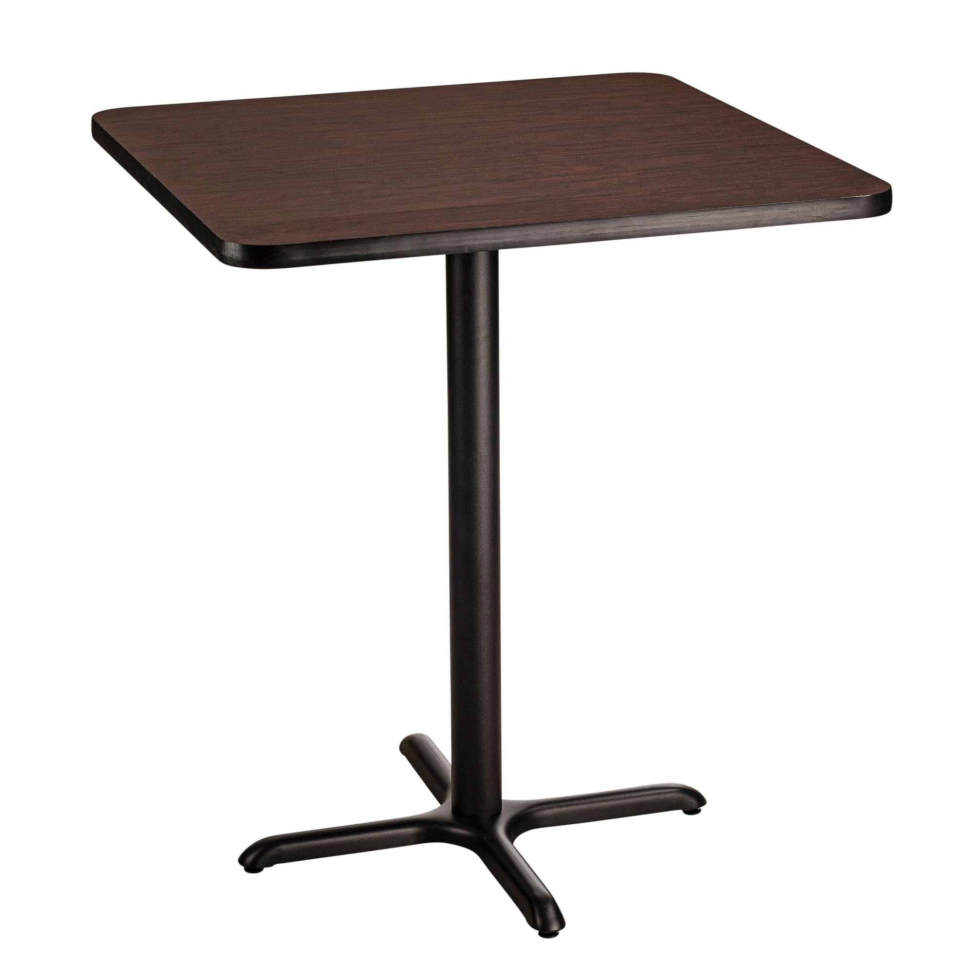 National Public Seating Nps 36&Quot; Square Cafe Table With X Base, 30&Quot; Height, Particleboard Core/T-Mold, Mahogany Top, Black Frame