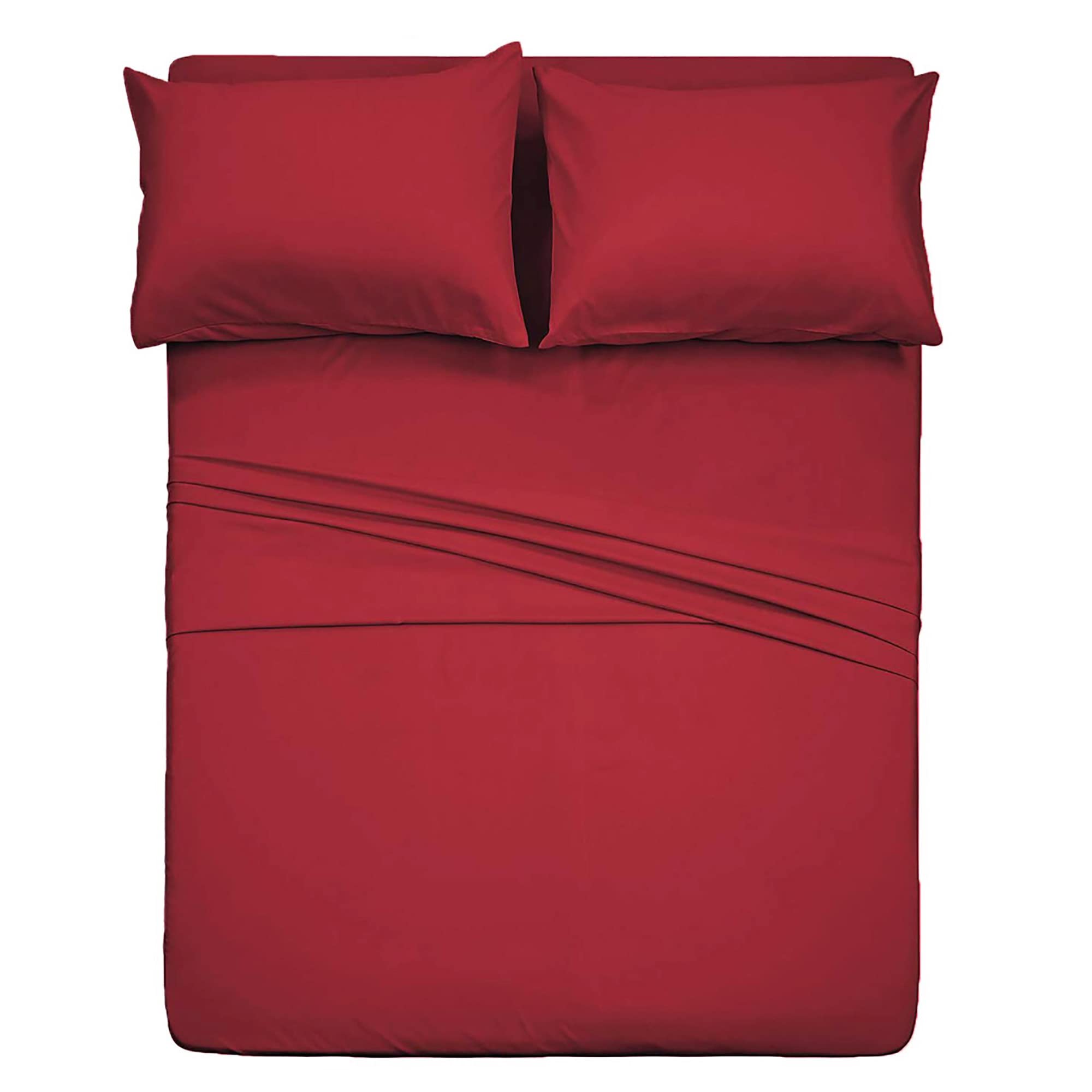 400 Thread Count Cotton Queen Size Sheet Set (Burgundy Color) 4 Piece - 100% Long Staple Cotton Sheets Set, Soft Cotton Bed Shee