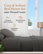 Good Sleep Bedding King Size Sheets Set Deep Pockets - 4 Pc, 100% Egyptian Cotton King Size Sheet, Fits Upto 16'', Luxury King S
