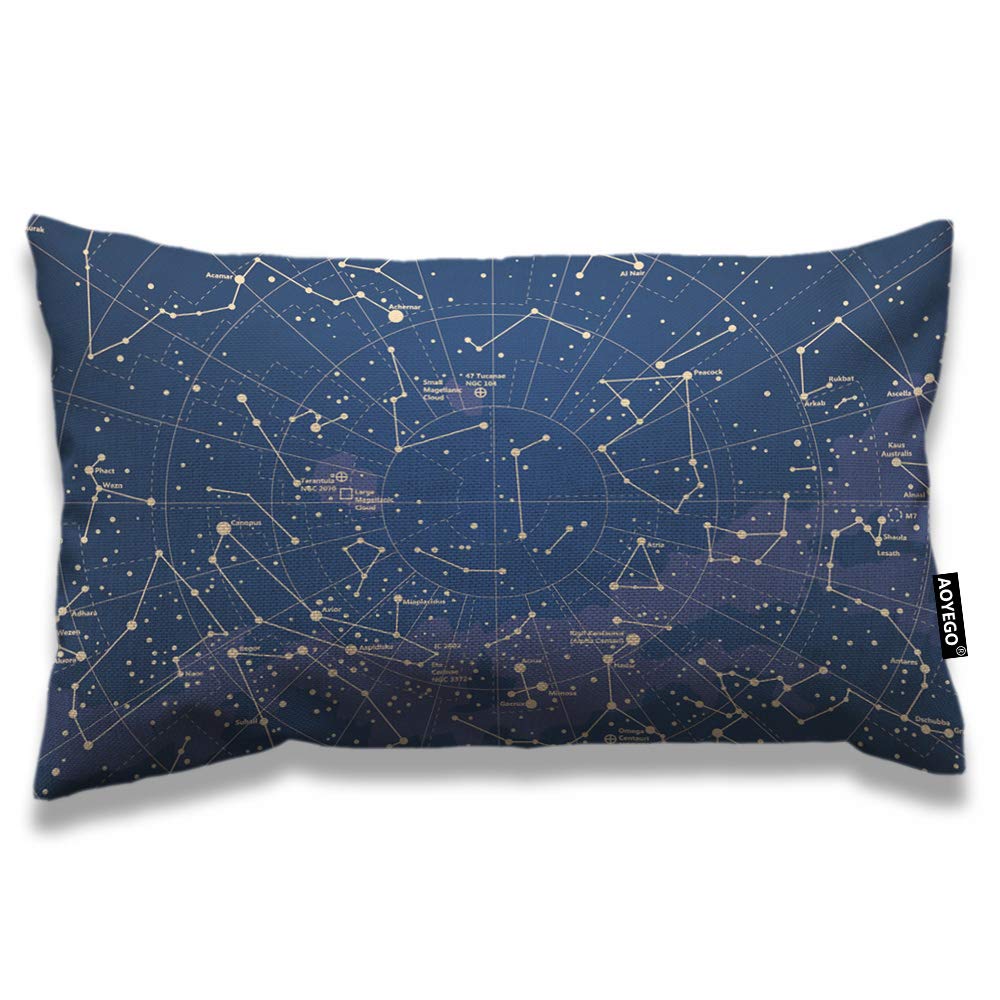 Aoyego Star Map Throw Pillow Cover 12X20 Inch City Constellation In Night Sky Nebula Rectangle Pillow Cases Home Decorative Cott