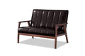 Baxton Studio Nikko 2Seater Sofa, 29.45Lx44.66Wx31.59H, Dark Brown