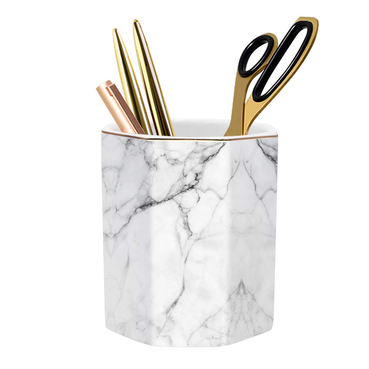 Waveyu Pen Holder, Stand For Desk Pencil Cup For Girls Kids Durable Ceramic Desk Organizer Makeup Brush Holder For Office, Class