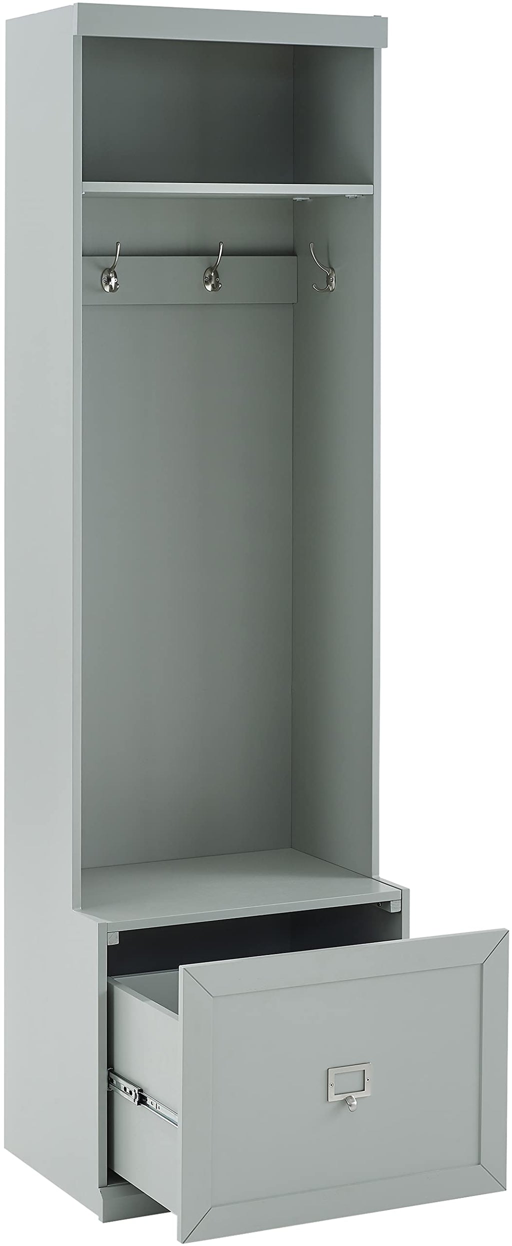 Crosley Furniture Harper Hall Tree with Storage Bench and Coat Rack Hooks for Hanging, Gray