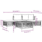 vidaXL Durable 5 Piece Patio Lounge Set with Cushions- Anthracite Steel- Comfortable Seating Experience- Modular Design for Flexible Arrangement- Sturdy and Durable Outdoor Furniture