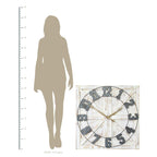Square Distressed Wood And Metal Wall Clock With Vintage Touch