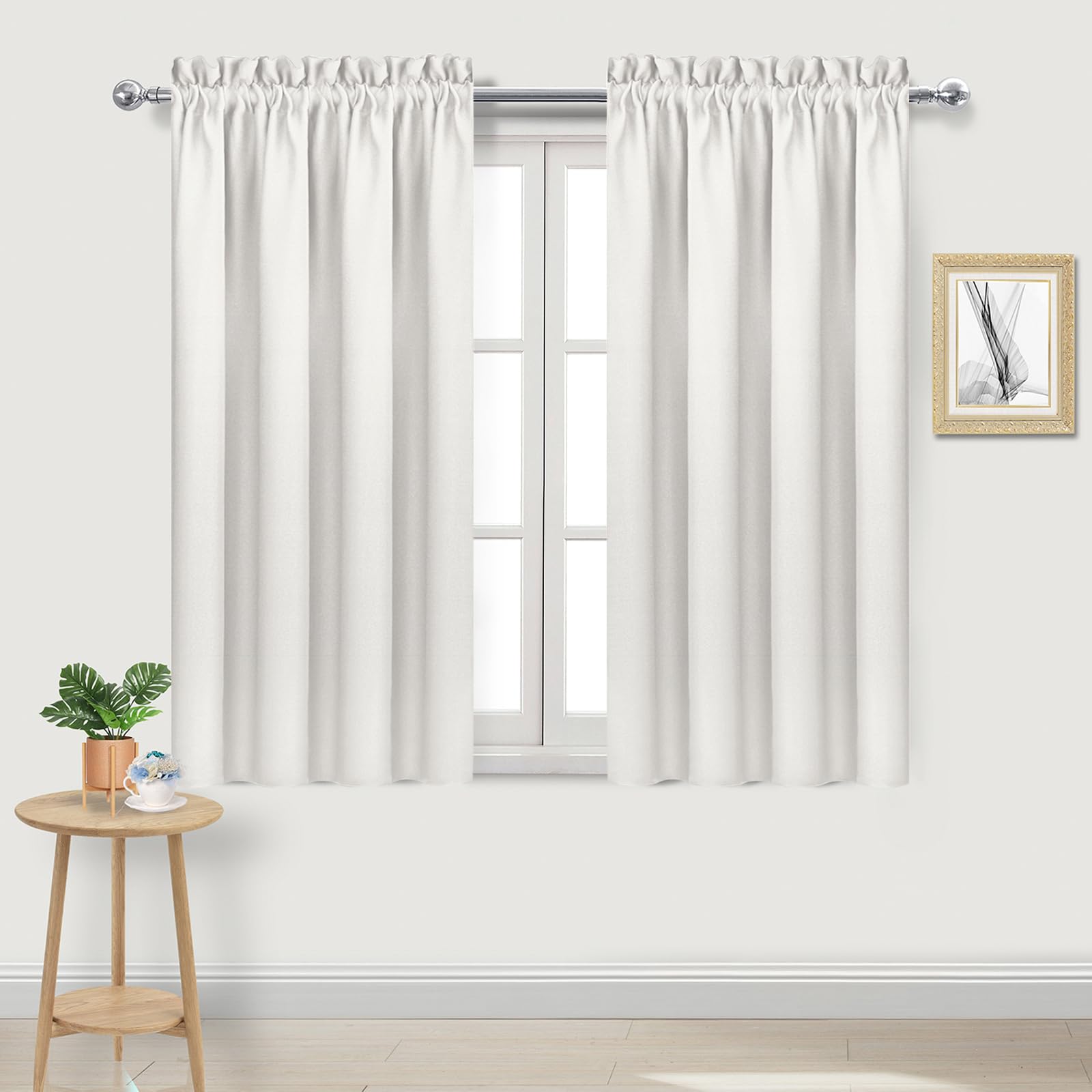 Dwcn Blackout Curtains Thermal Insulated, Energy Saving & Noise Reducing Bedroom And Living Room Curtains, Ivory, W 42X L 45 Inc