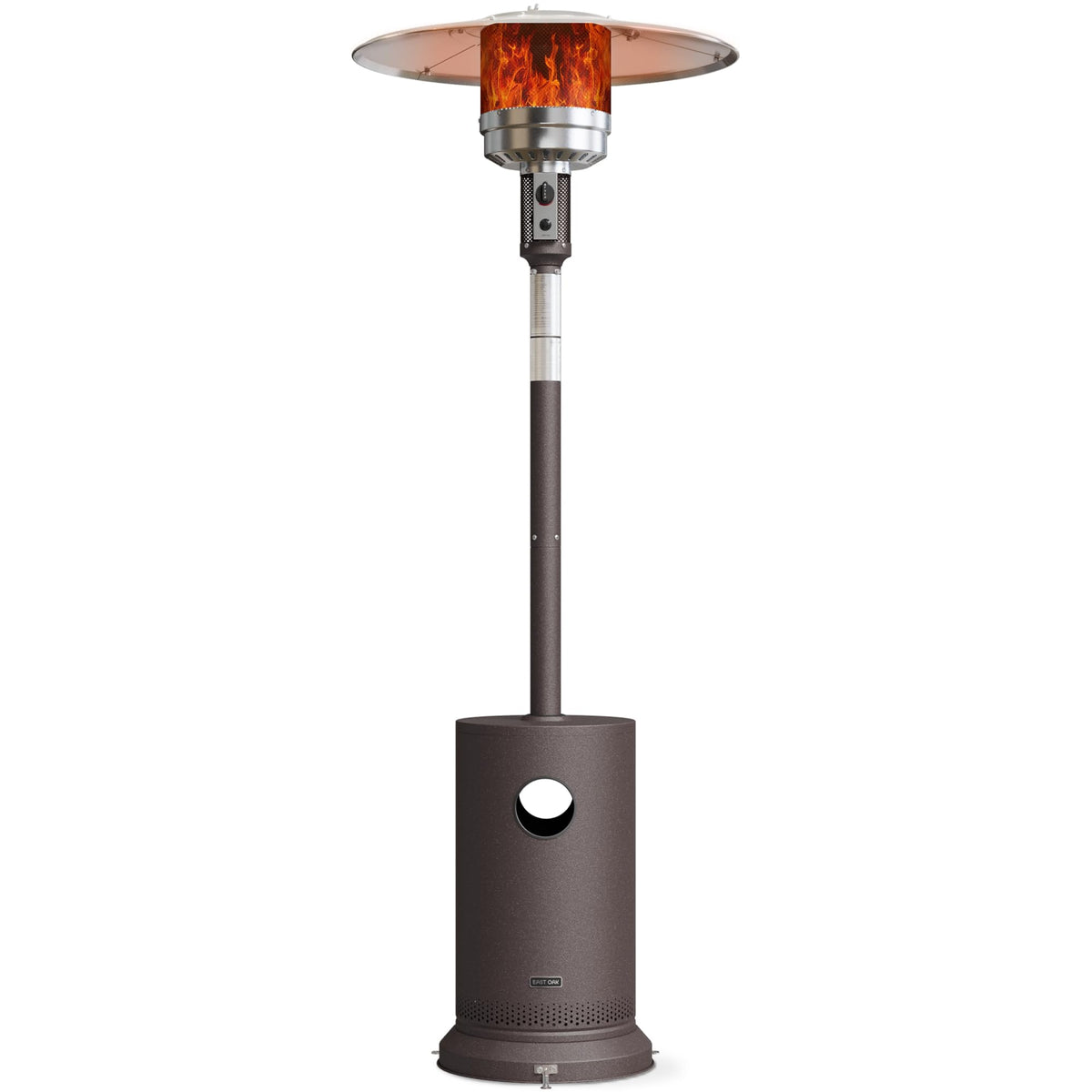 East Oak 48,000 Btu Patio Heater For Outdoor Use With Round Table Design, Double-Layer Stainless Steel Burner And Wheels, Outdoo
