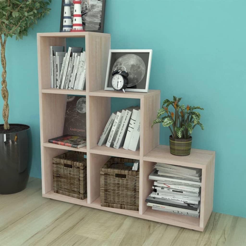 vidaXL Bookcase/Shelf, Storage Unit with Compartment, Bookshelf, Living Room, Interior, 107 cm, Oak Colour