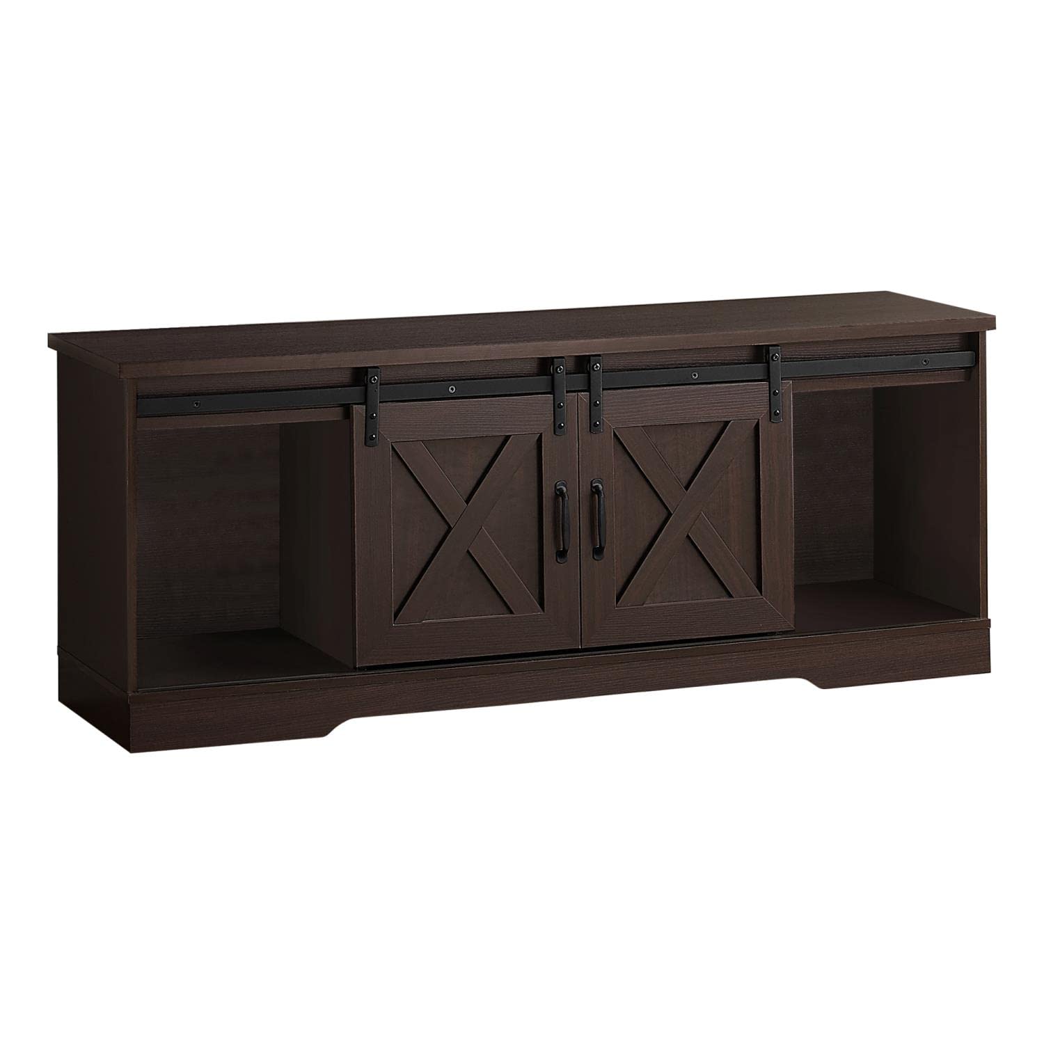 Monarch Specialties I 2745 Tv Stand, 60 Inch, Console, Media Entertainment Center, Storage Cabinet, Living Room, Bedroom, Laminate, Brown, Transitional