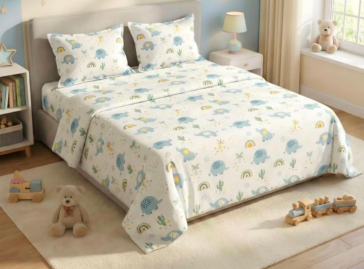 Goldzen All Season Double Bed Kids Ac Comforter | Duvet | Blanket | Quilt. Size (90 X 100 Inches).(Elephant Print)