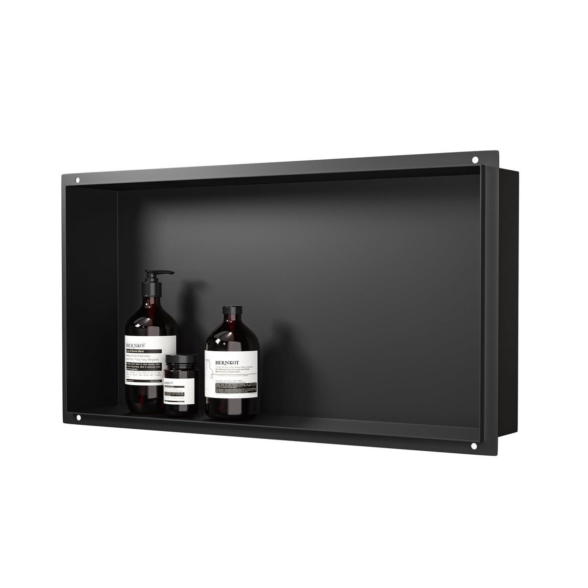 Bernkot Stainless Steel Shower Niche 24 X 12 Matte Black Rimless No Tile Needed Recessed Shower Shelf for Bathroom Storage