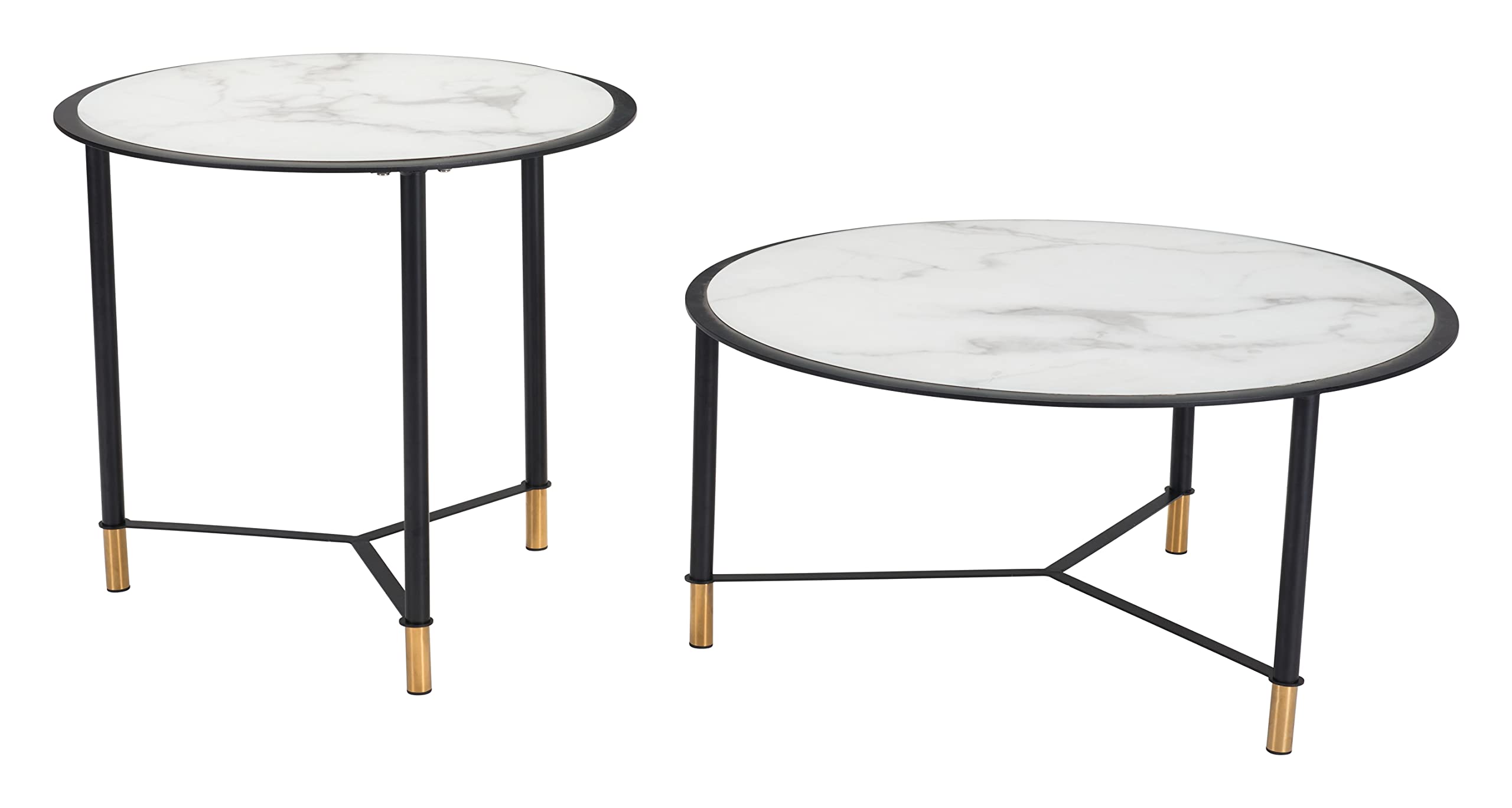 Zuo Set of 2 Davis Coffee Tables Black & White