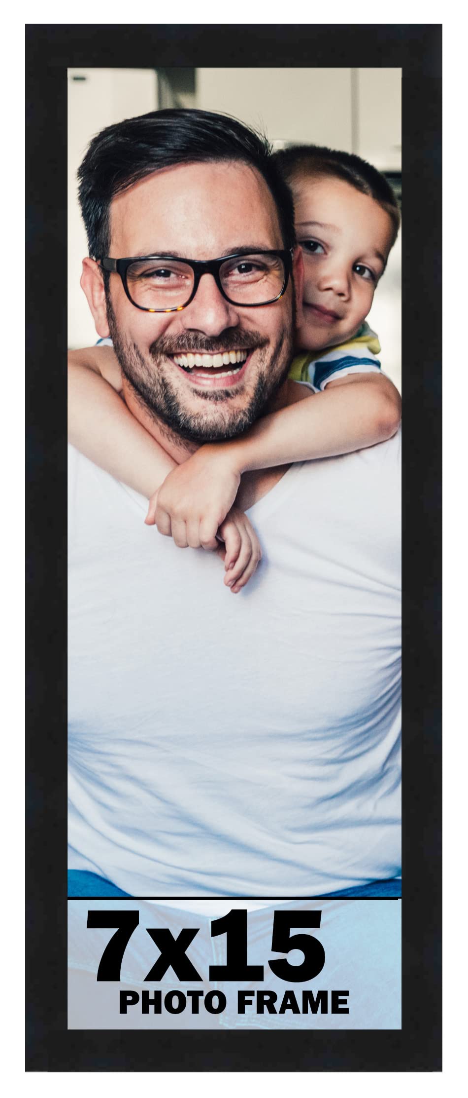 7x15 Frame Black Picture Frame - Complete Modern Photo Frame Includes UV Acrylic Shatter Guard Front, Acid Free Foam Backing Boa