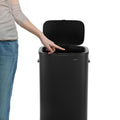 happimess HPM1017B Tammi Kitchen 14.5-Gallon Slim Metal Push Button Trash Can, Fingerprint Resistant, Modern, Minimalistic for H