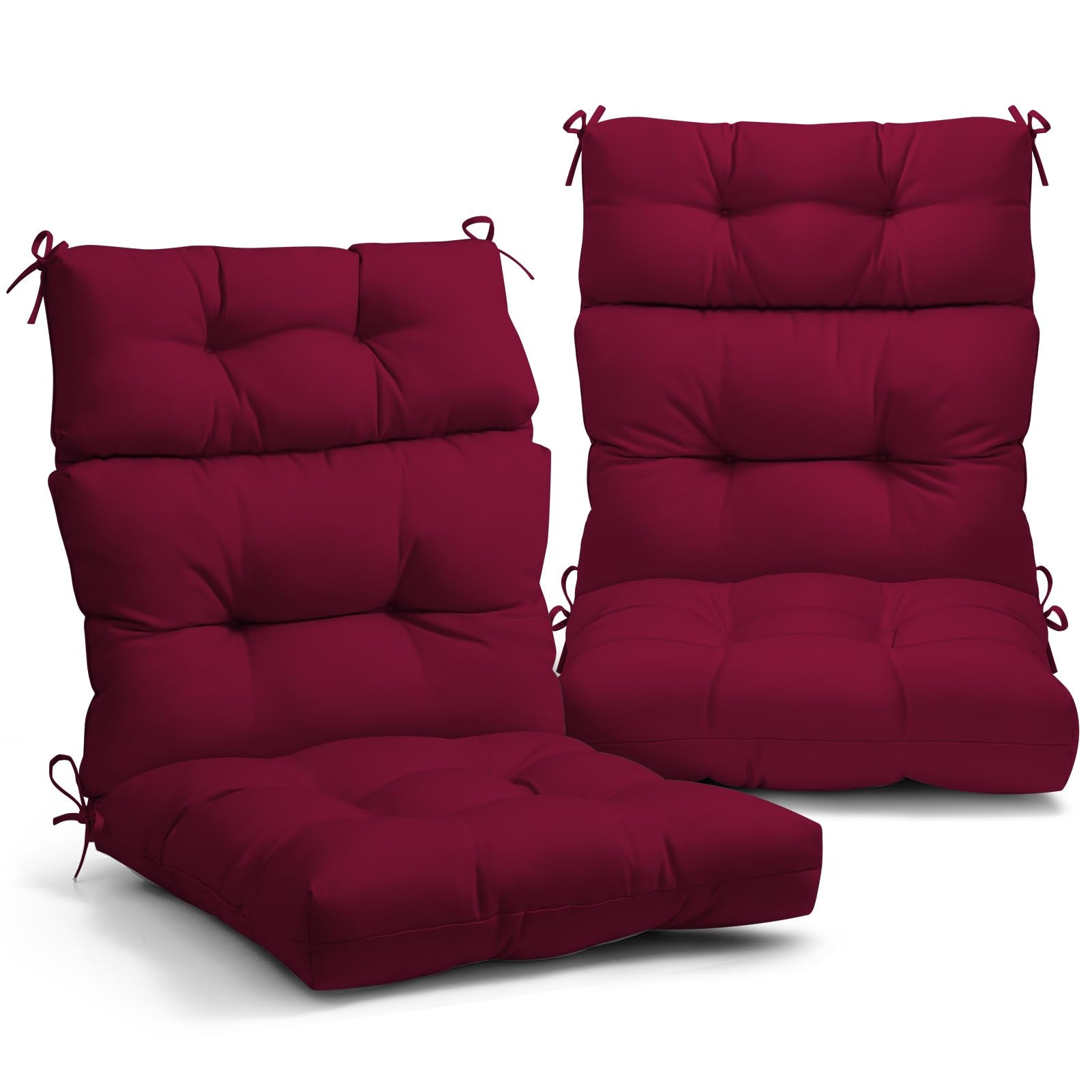 Eagle Peak Tufted Outdoor/Indoor High Back Patio Chair Cushions, Set Of 2, 46' X 22', Red Purple
