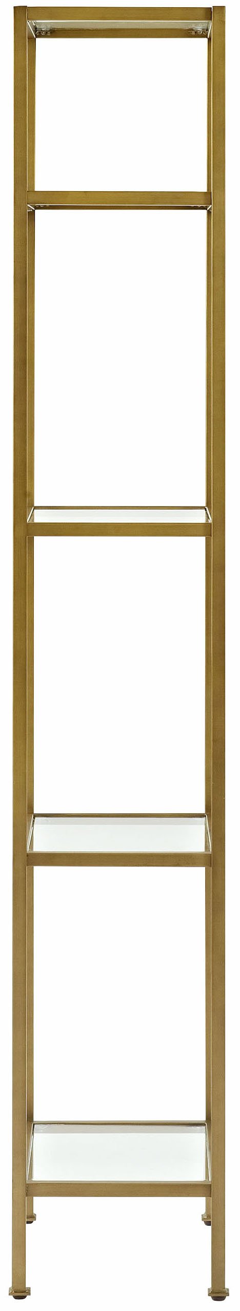 Crosley Furniture Aimee Narrow Bookshelf With Glass Shelves, Bookcase Storage, Gold And Glass