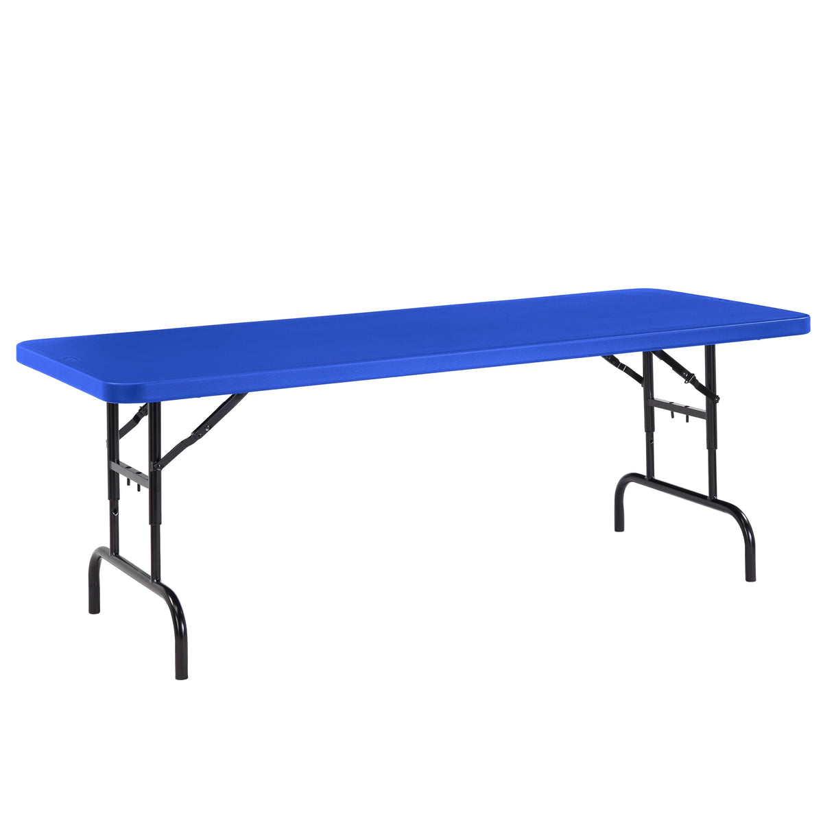 National Public Seating Bta3072 Series Steel Frame Rectangular Adjustable Height Plastic Top Folding Table, 1000 Lbs Capacity, 72&quot; Length X 30&quot; Width X 28.5&quot; Height, Blue/Black