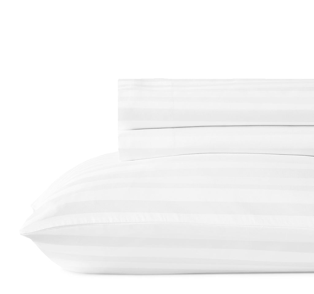 California Design Den 3 Piece Twin Size Sheet Set - 100% Cotton 500 Thread Count, Cooling Deep Pocket Bed Sheets With Fitted Elastic Sheet, Extra Soft Luxury Hotel Quality - Striped Bright White
