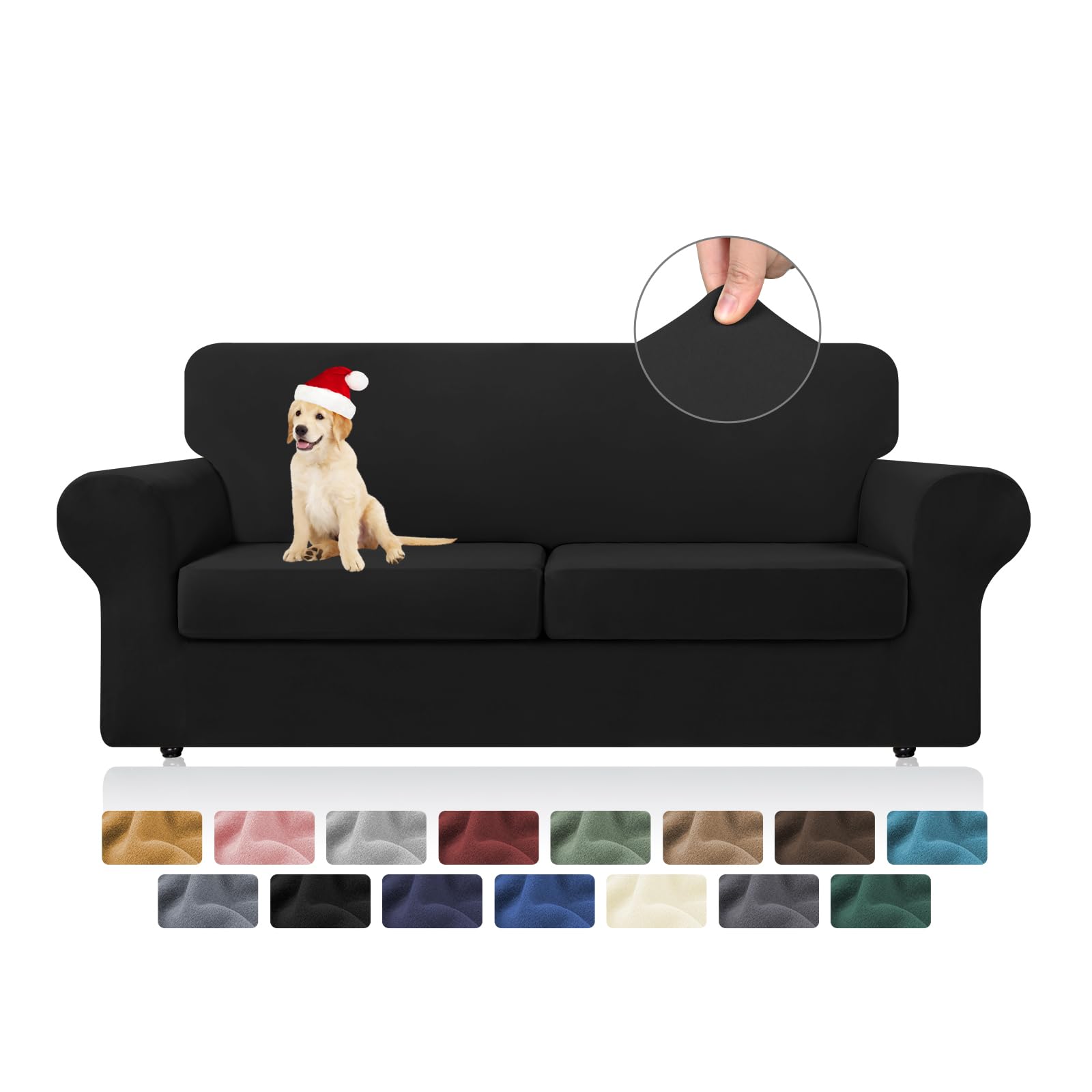 Kekuou 3 Pieces Stretch Couch Covers For 2 Cushion Couch Sofa Pet Friendly,2024 Newest Sofa Covers Washable Soft Elastic Dogs Fu