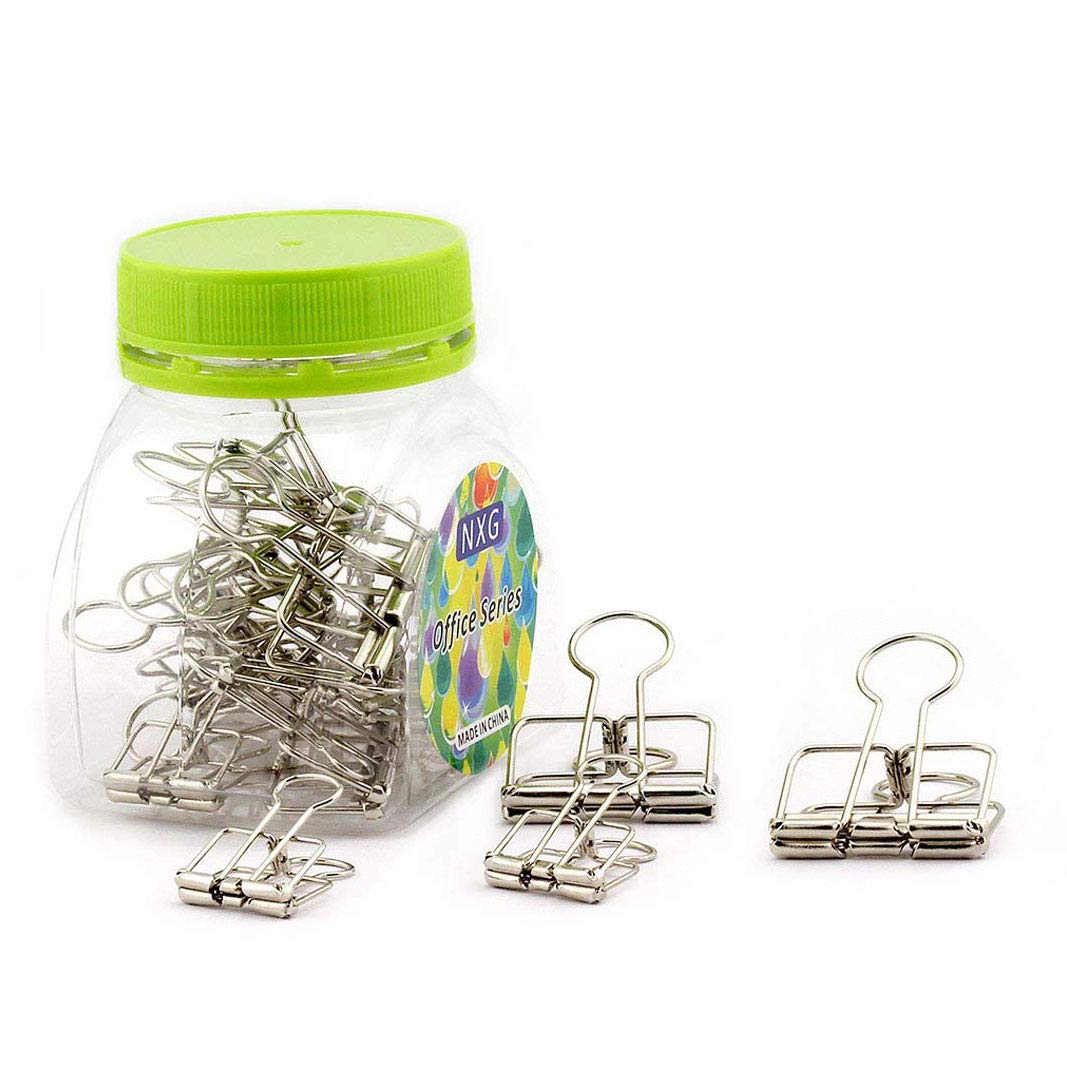 Nxg 20-Pack Silver Metal Wire Binder Clip Set,10Pcs 2.25 Inch,10Pcs 1.57 Inch Paper Metal Clip,Office Supplier School Accessorie