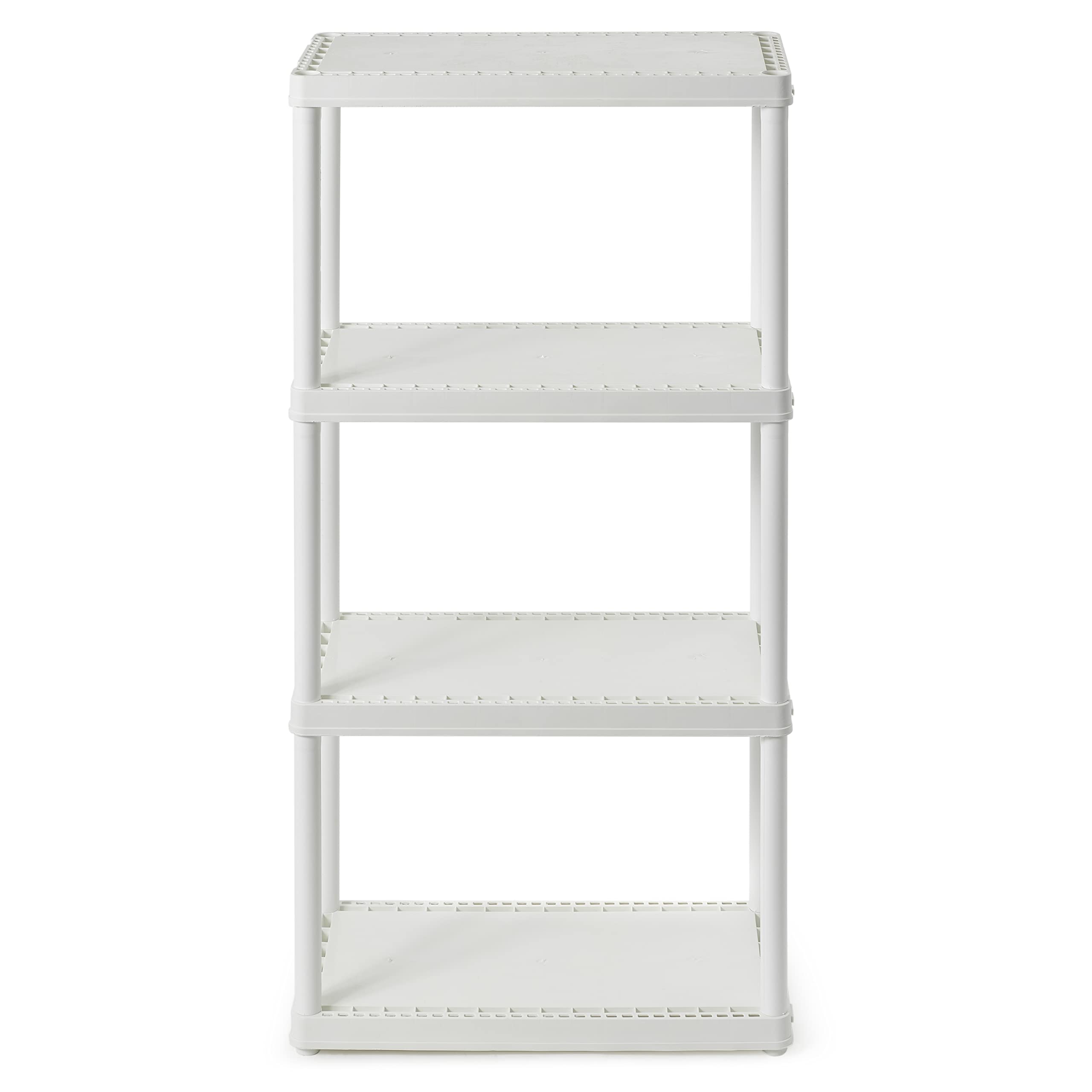 Gracious Living 4 Shelf Fixed Height Solid Light Duty Storage Unit 24 X 12 X 48 Organizer System For Home, Garage, Basement, And Laundry, White