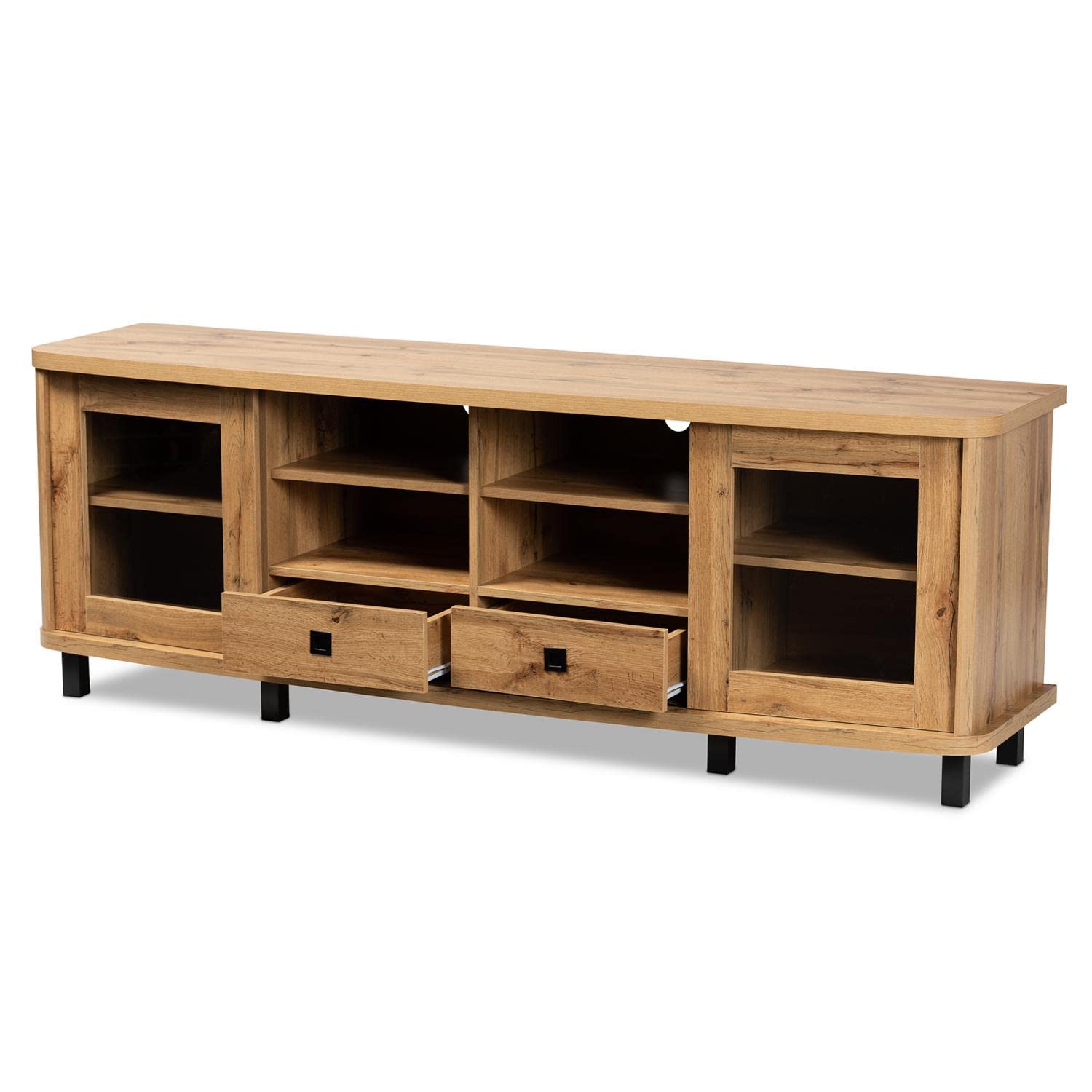 Baxton Studio Walda Modern and Contemporary Oak Brown Finished Wood 2-Drawer TV Stand